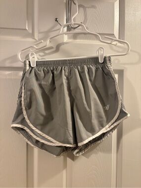 Varsity Cheer Gray Athletic Shorts with White Trim